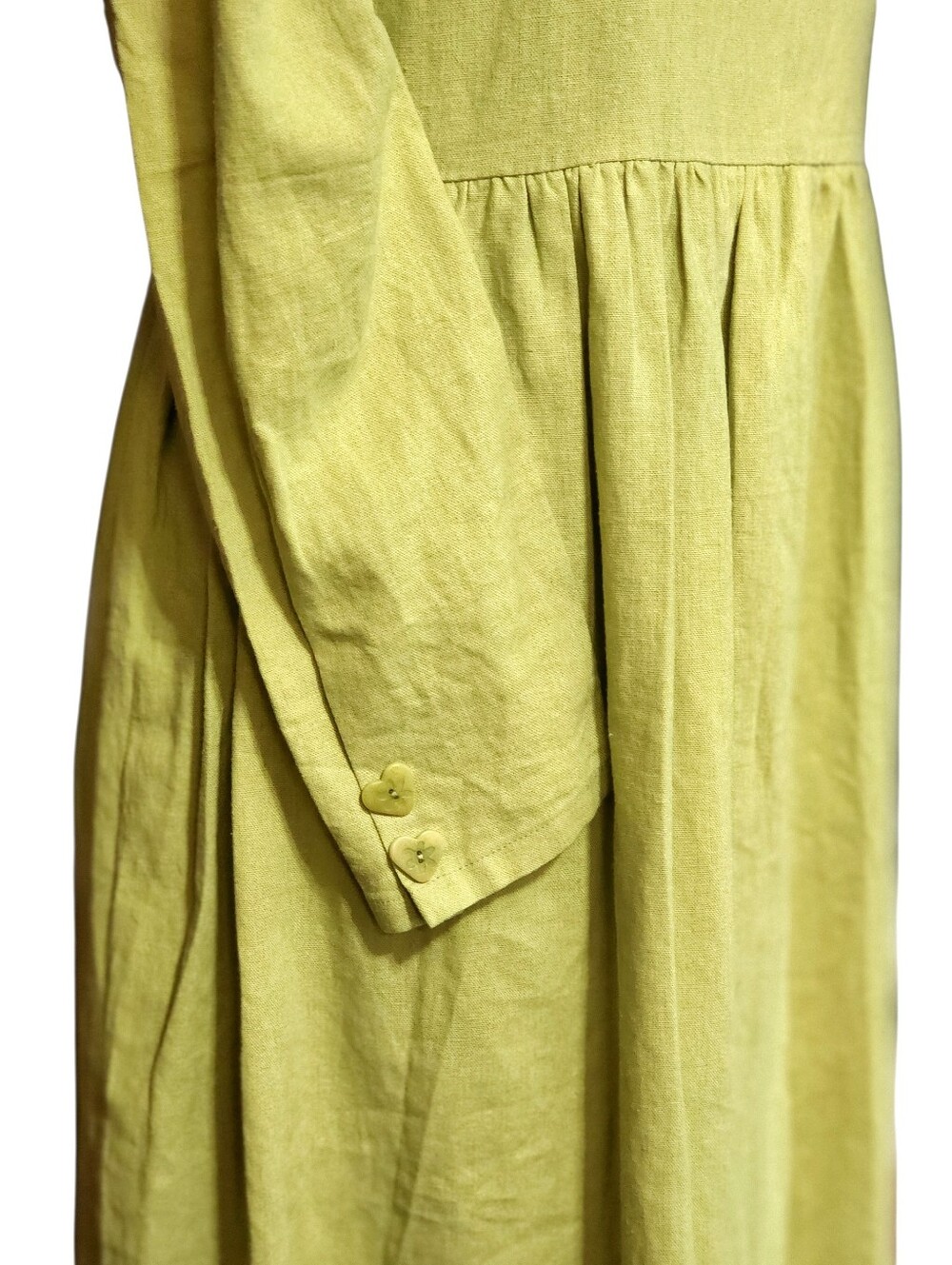 Maddie Midi Dress By Lisa Says Gah Linen Blend Lome Green Chartruece - Picture 3 of 7